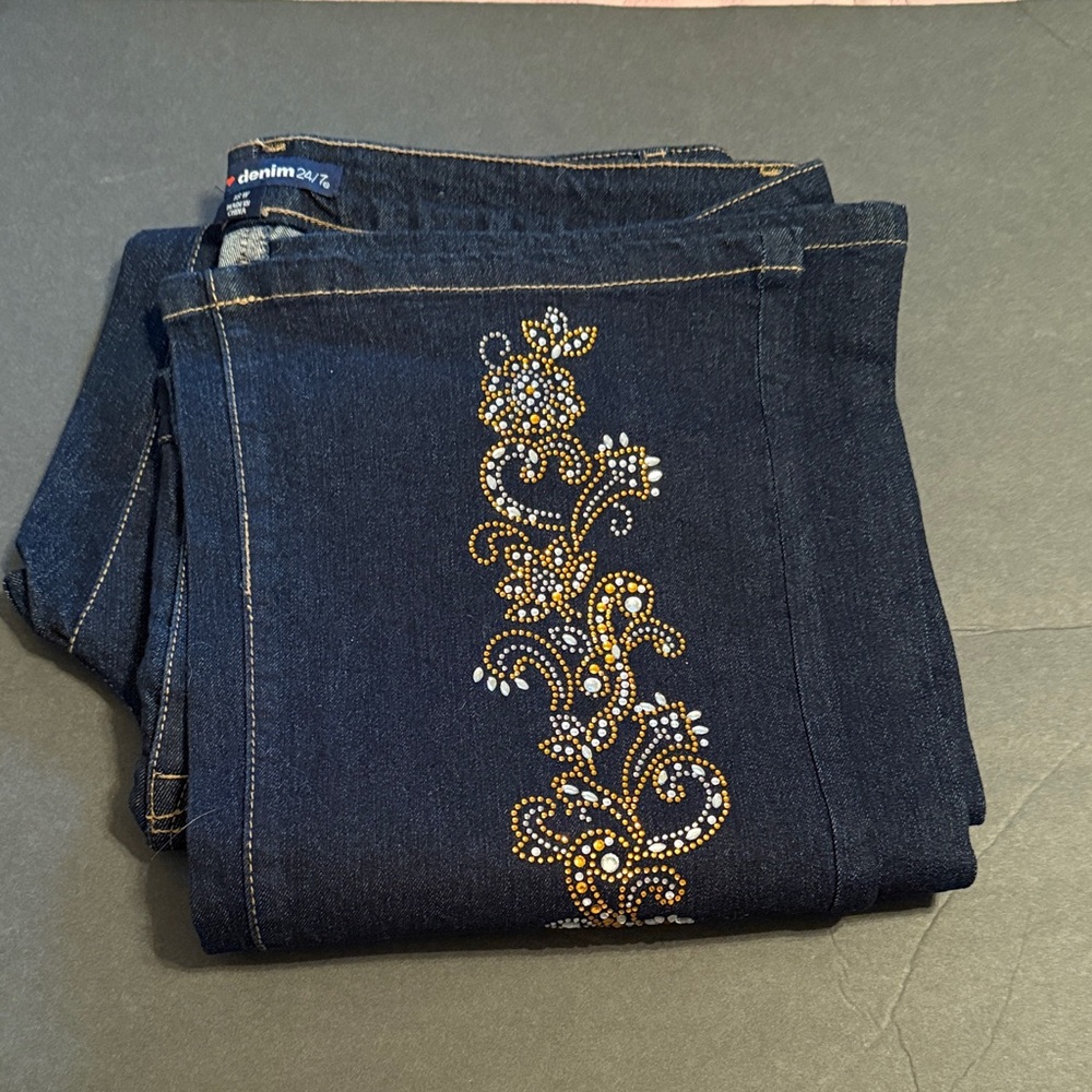 Denim 24/7 Embellished Dark Blue Jeans